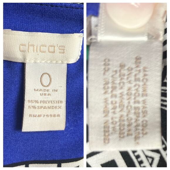 Chico’s Maxi Dress Sleeveless V-neck Twist Front Black Purple Geo Women’s XS - Picture 11 of 13